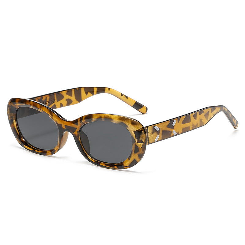 Dame oversized solbriller i trendy leopardmønster Skanto