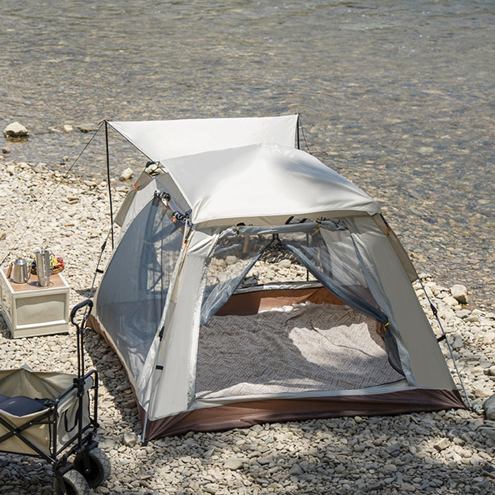 Campingtelt med romslig innvendig plass og utvidbart solskjerm Skanto