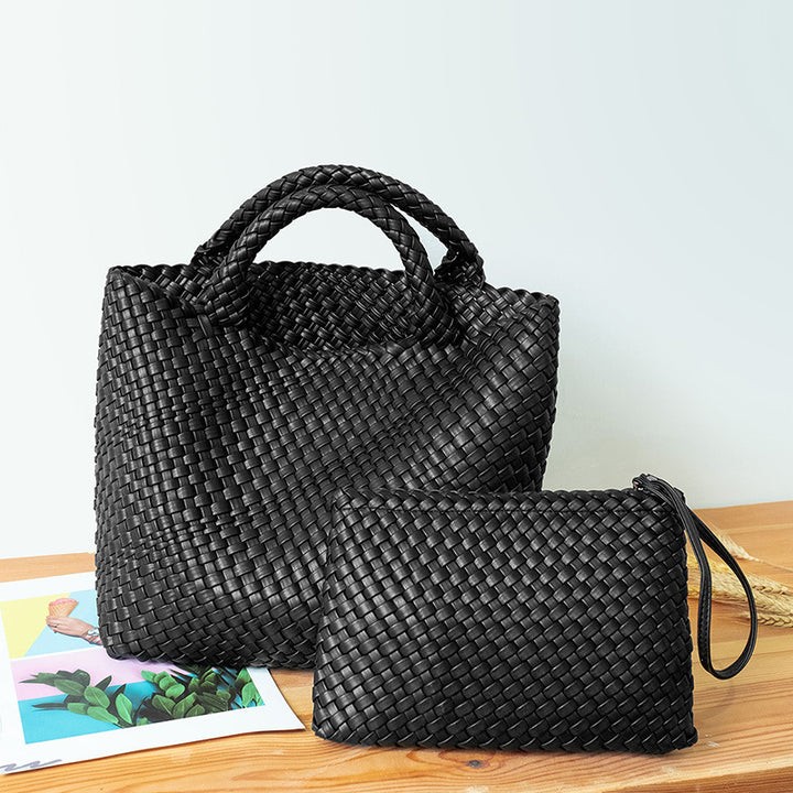 Elegant Flettet Håndveske med Avtagbar Clutch Skanto