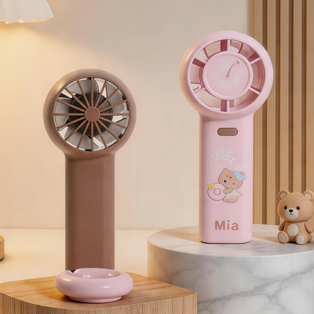 Damer Bærbar Håndvifte med ergonomisk design og søtt motiv Skanto