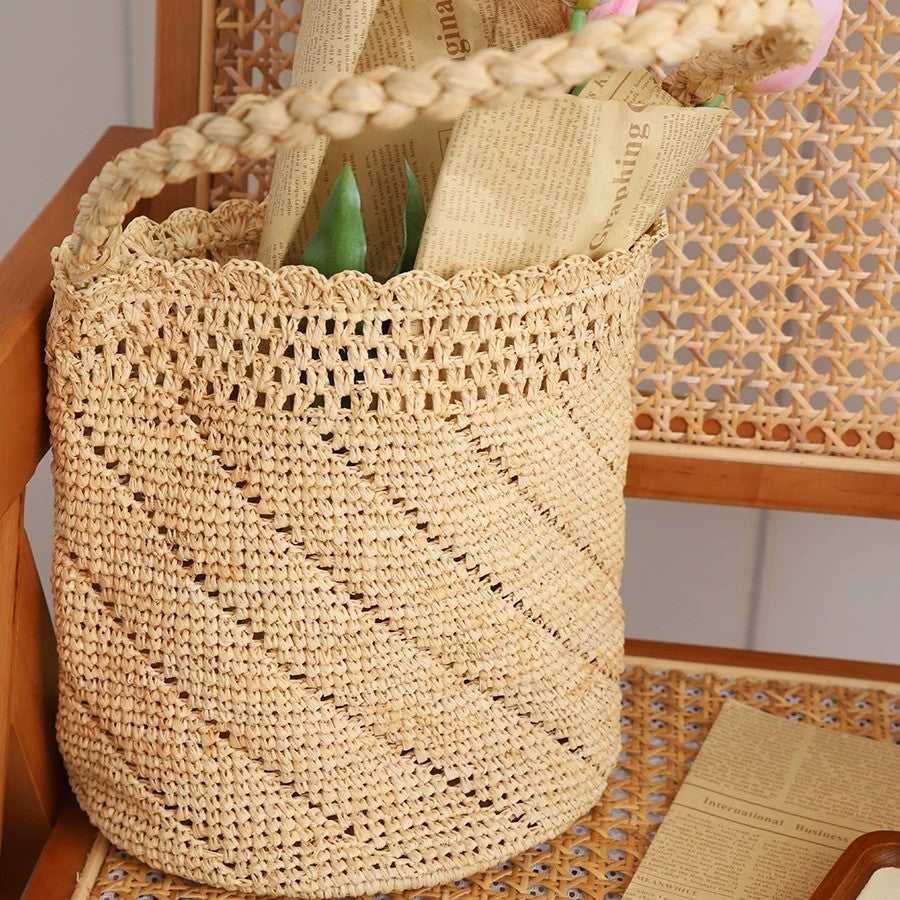 Håndlaget kurvveske med unikt vev Skanto