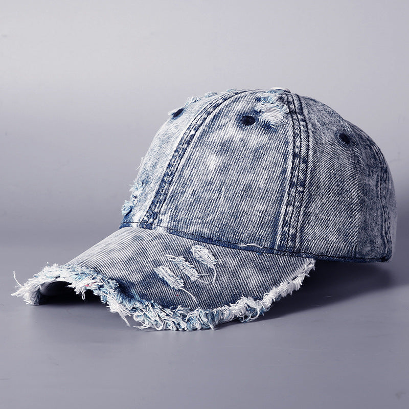 Herre Slitt Vintage Denim Baseball Cap Skanto
