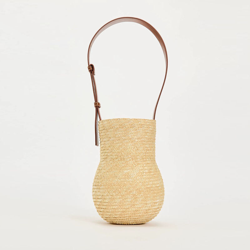 Handmade basket bag with elegant leather handle Skanto