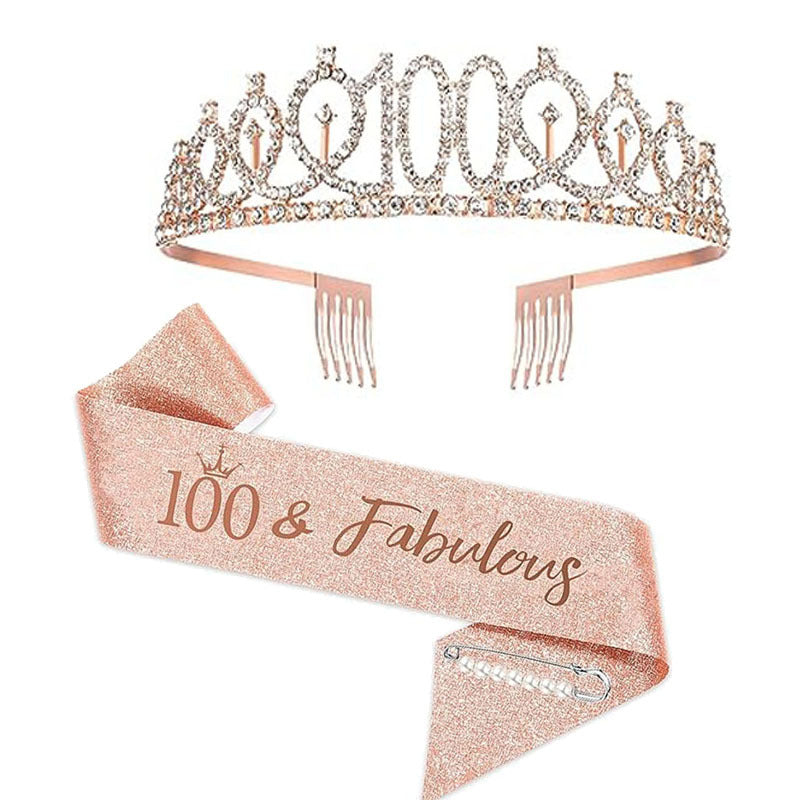 Dame krystalldekorert bursdagskrone med personlige bånd Skanto