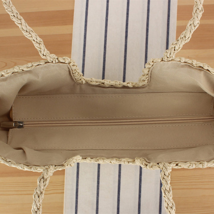 Net Tote Bag in Natural Woven Basket Skanto