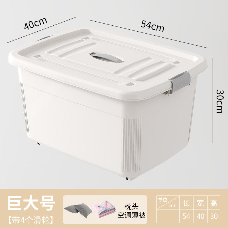 Women's Multifunctional Storage Box with Wheels and Secure Lid Skanto