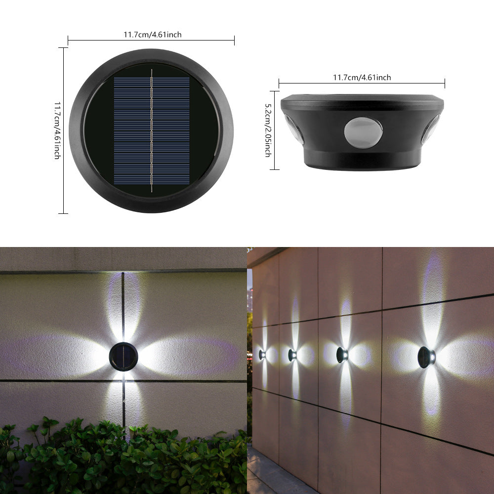 Rund Solvegglampe Med Kvadrant-Stråle LED Dekorativ Utendørs Vegglampe Og Værbestandig Hus Skanto