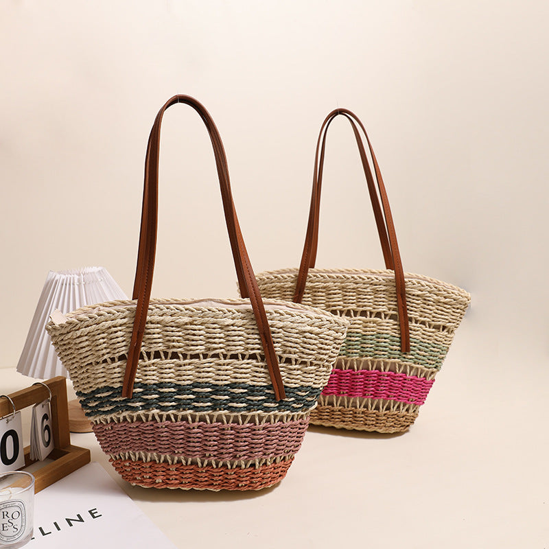 Stylish basket bag with strong leather handles Skanto