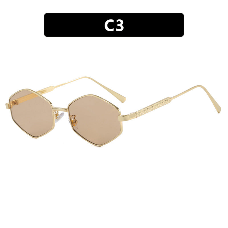 Women's hexagonal sunglasses with elegant metal accents and UV protection Skanto