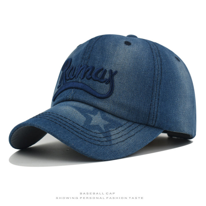 Herre's Slitt Denim Brodert Baseball Caps Skanto