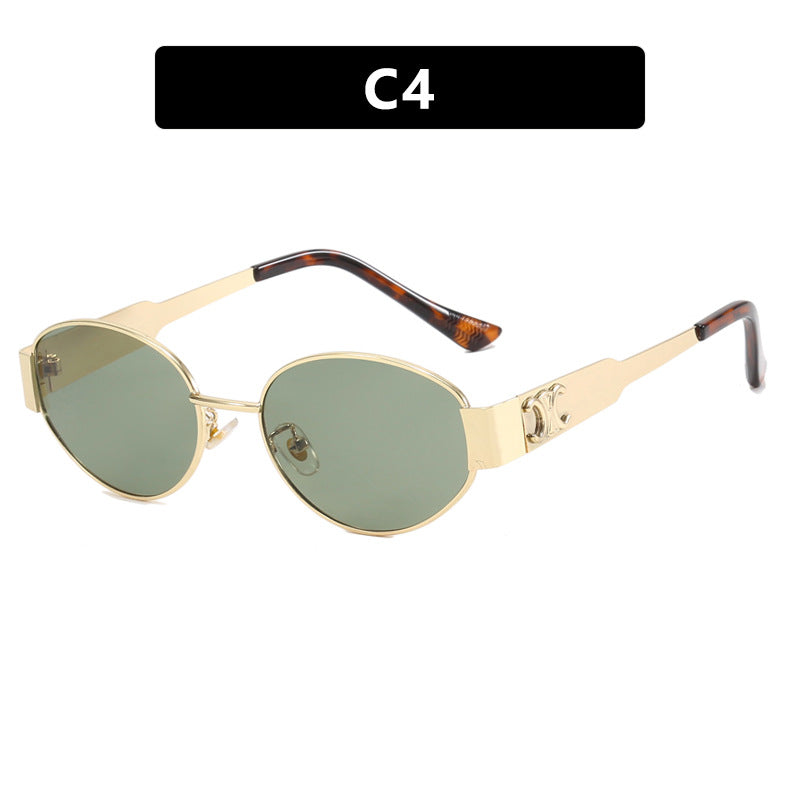 Women's fashionable sunglasses in elegant oval design with robust metal frame Skanto