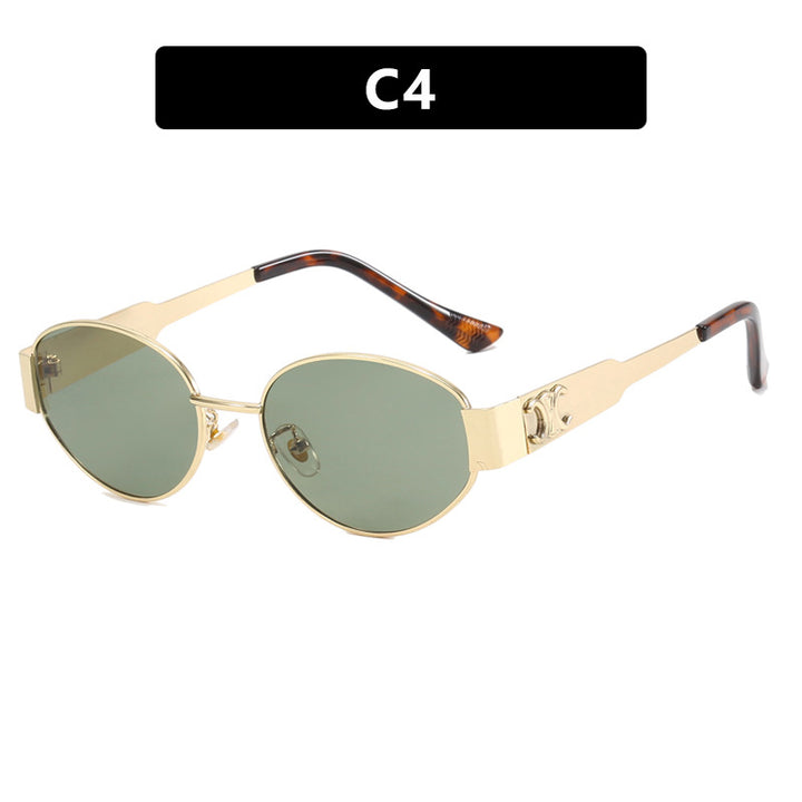 Women's fashionable sunglasses in elegant oval design with robust metal frame Skanto