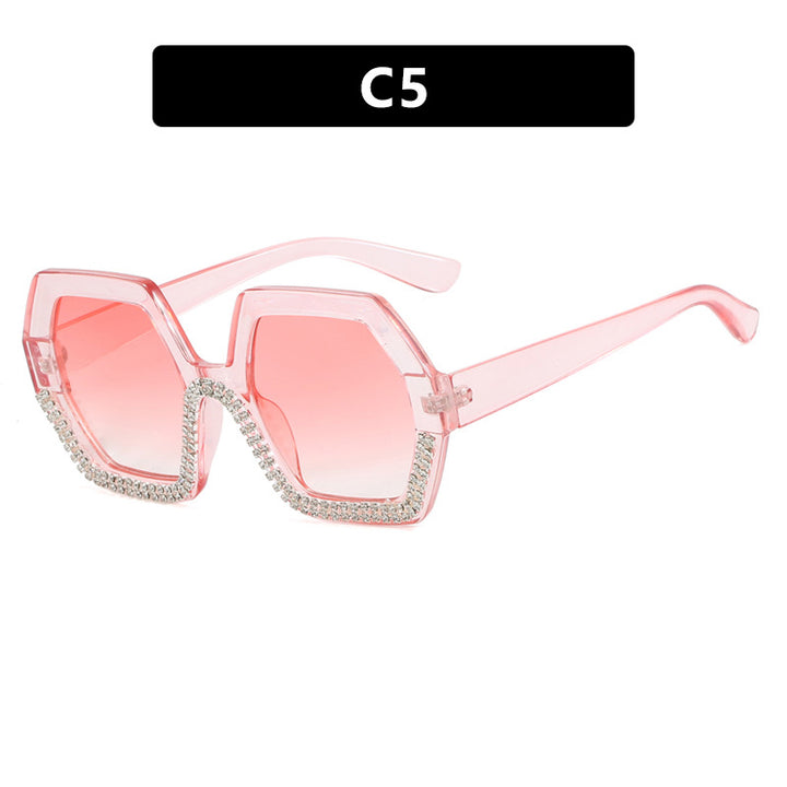 Women's extravagant sunglasses with hexagonal frame and rhinestone accents Skanto