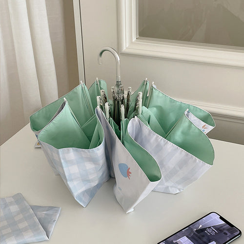 Damer elegant kompakt paraply med gingham-mønster Skanto