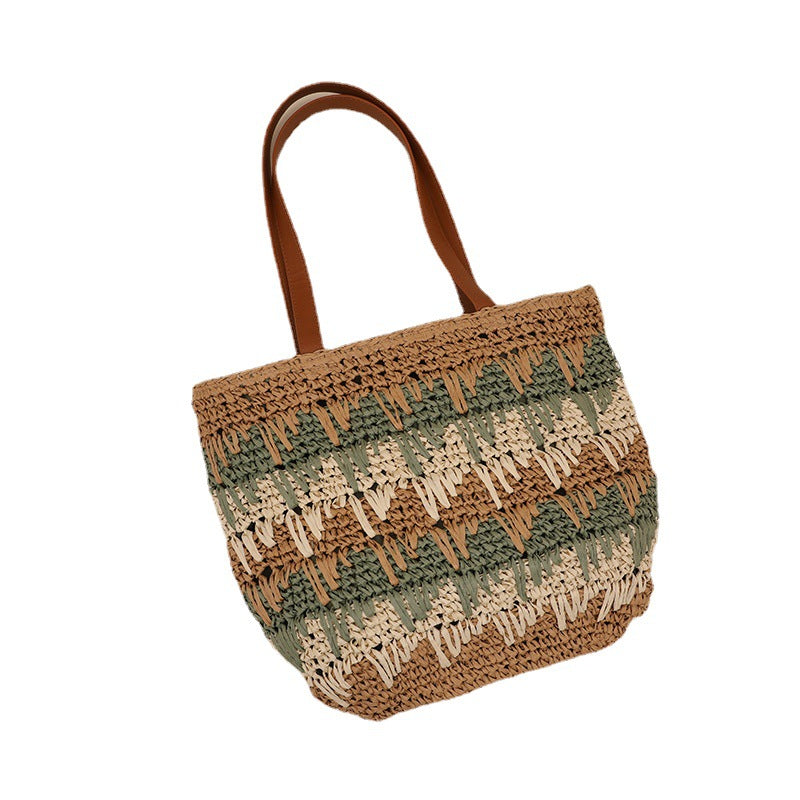 Braided tote bag with unique pattern mix Skanto