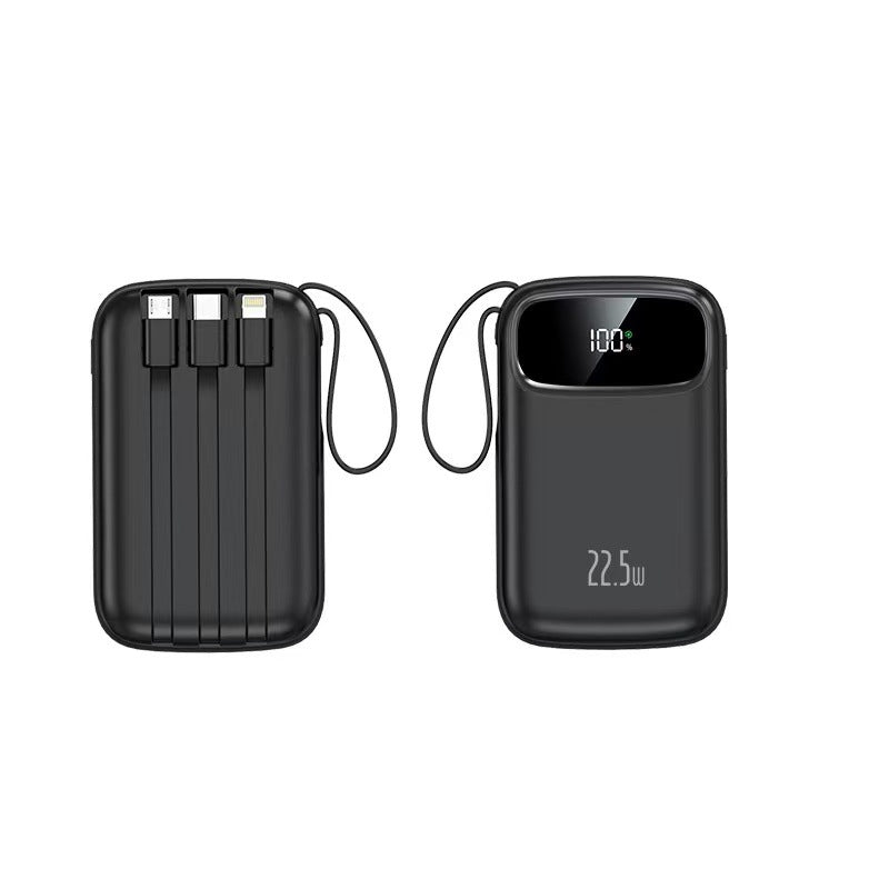 Powerbank med integrert ladekabel og digital skjerm Skanto