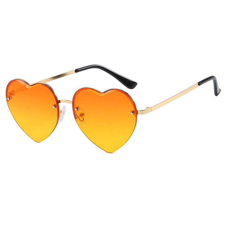 Women's heart-shaped sunglasses with mirrored lenses and modern metal frame Skanto