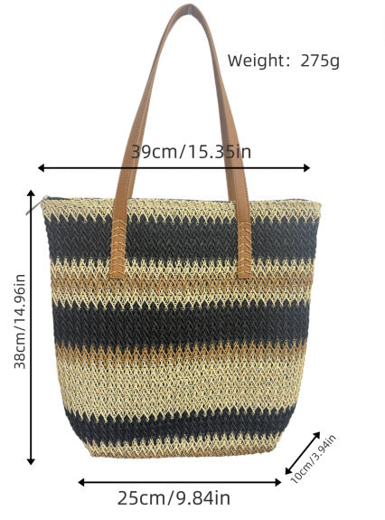 Handle- og strandveske med elegant stripe-mønster Skanto