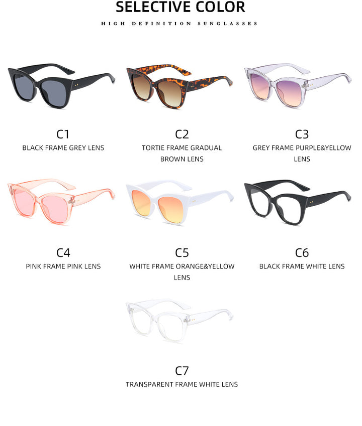 Dame ekstravagante Cat-Eye-solbriller med speilreflekterte linser Skanto