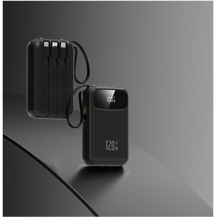 bærbar Powerbank med integrert multikabel Skanto