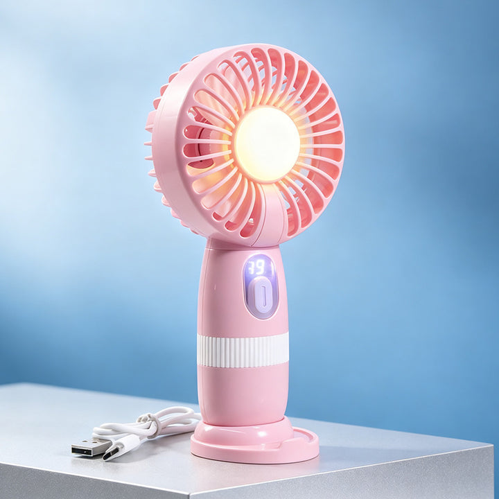 Dame bærbar mini vifte med integrert LED-lys Skanto