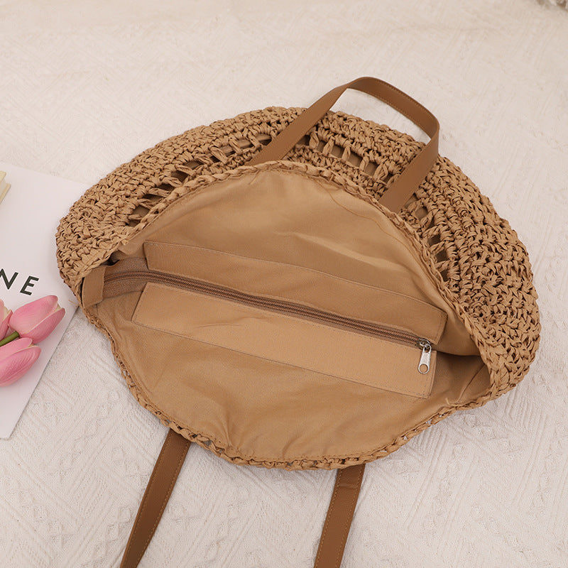 Handmade macrame tote bag with leather handle Skanto
