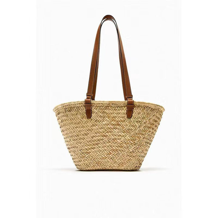 Elegant braided tote bag with leather handle Skanto