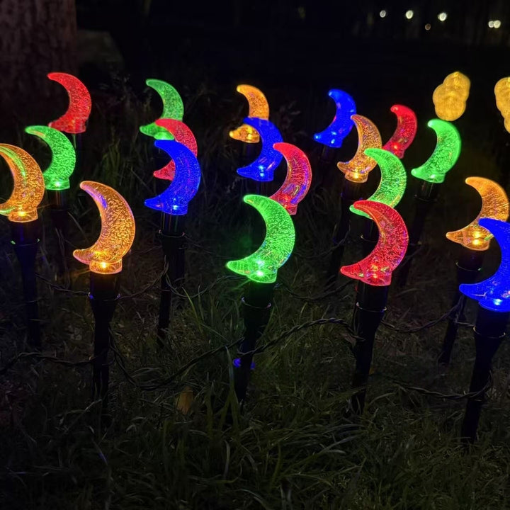 Crescent Moon Solar Garden Stake Lights Skanto