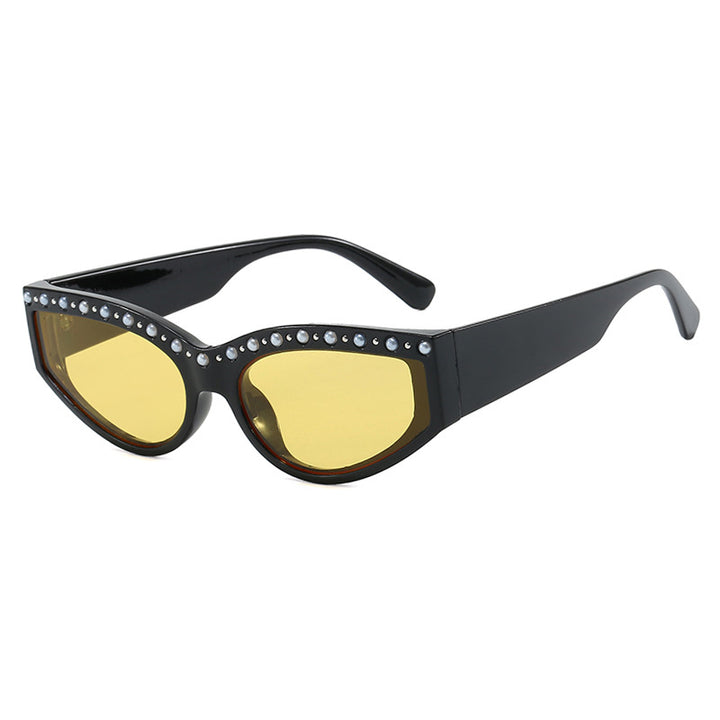 Women's Cat-Eye Sunglasses with Sparkling Rhinestones and Animal Print Skanto