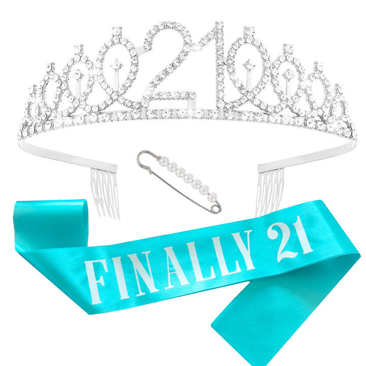 Dame bursdagskrone og sjerf-sett med glitrende steiner Skanto