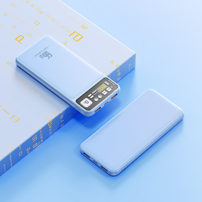 Powerbank med integrert kabelsystem og digital ladevisning Skanto