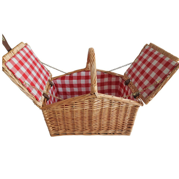 Dames piknikkurv med aftagelige rum og klassisk gingham-mønster Skanto
