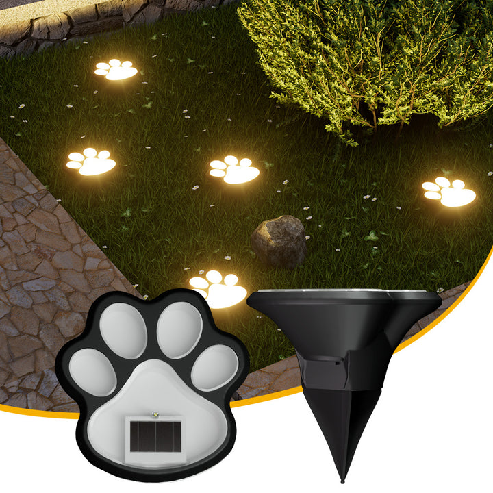 Paw Print Solenergi Hagebane Stake Lys Med Integrert Panel Og Bakke Spike Montering Skanto