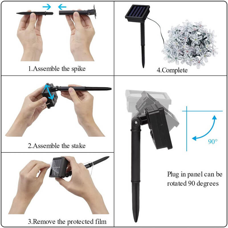 Norvo | LED Solar Sakura String Lights Vanntette Utendørs Fe Blomster Lys