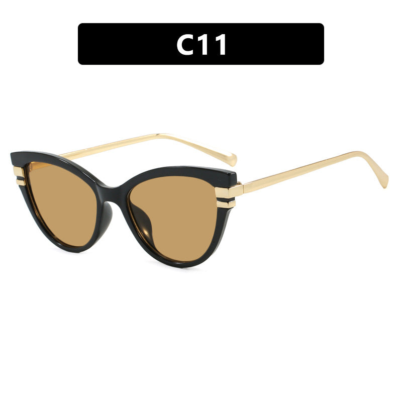 Damer Cat-Eye solbrille med elegante metallakenter Skanto