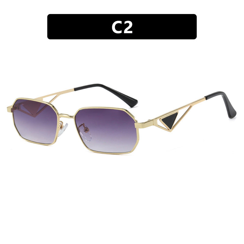 Women's Geometric Luxury Sunglasses with Narrow High-Gloss Frame Skanto