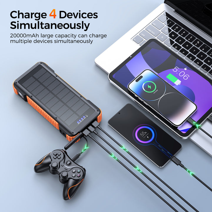 Høytytende solcelle powerbank med multifunksjonelle tilkoblinger og LED-skjerm Skanto