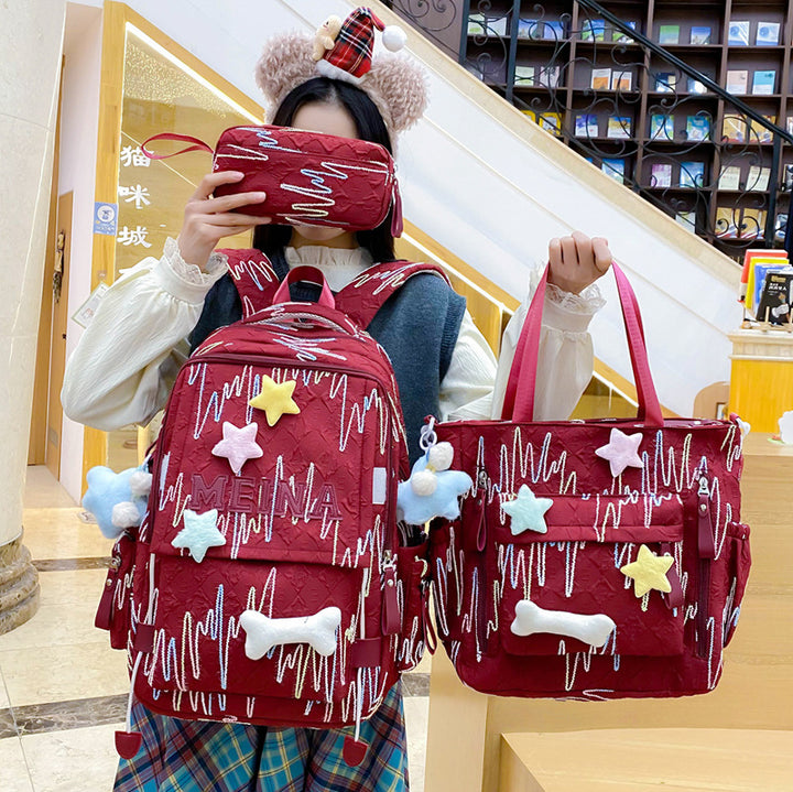 Søt quiltet skolesekk og tote-sett Skanto