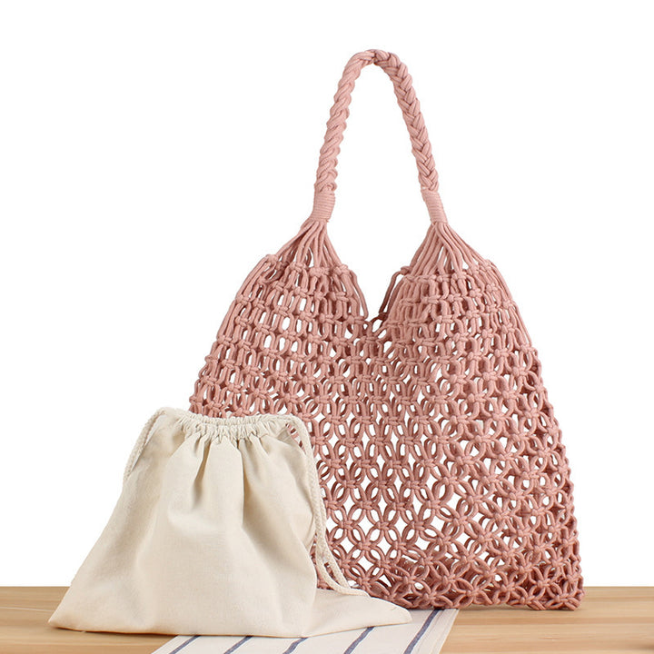 Handbag made of robust hand-knotted net material Skanto