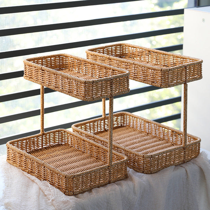 Multi-Tiered Wicker Storage Display Tray Skanto