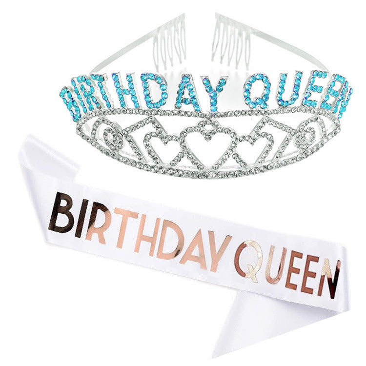 Damer Funklende Tiara- og Sleppe-sett Skanto