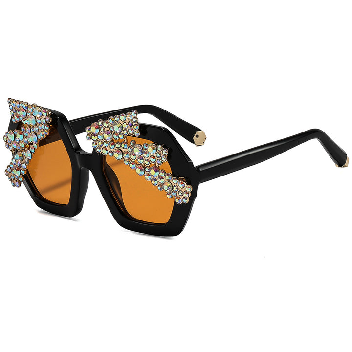 Dame Statement-solbrille med glitrende krystallramme Skanto