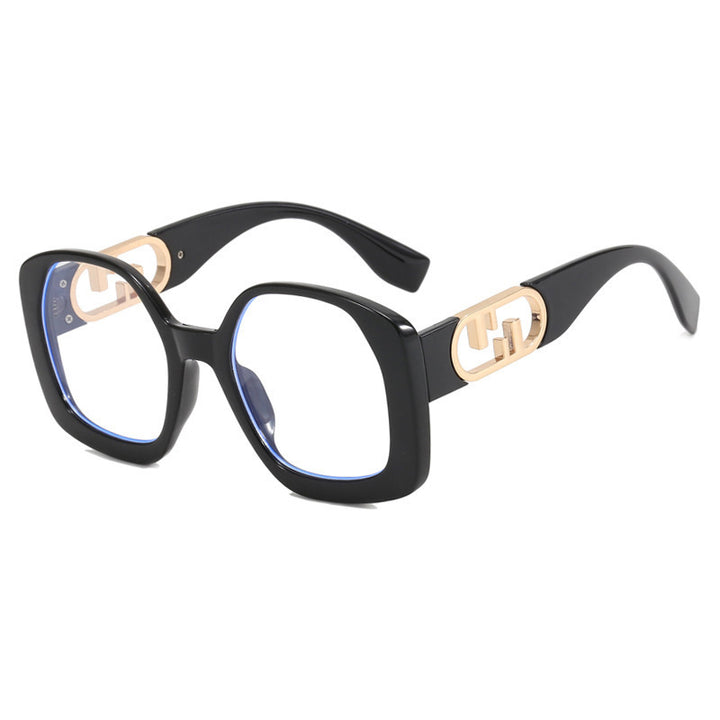 Dame oversized solbriller med ekstravagant geometrisk ramme og elegante detaljer Skanto