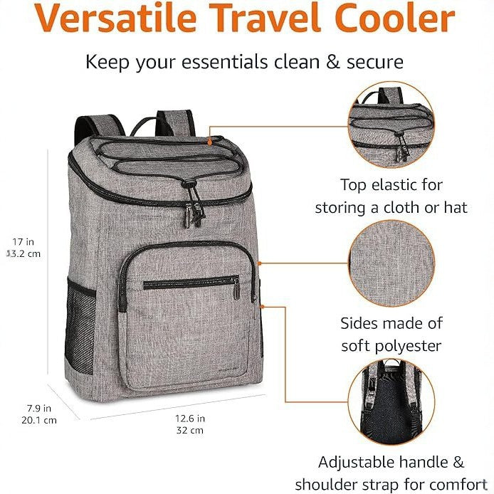 Unisex Insulated Lunch Backpack with Insulating Inner Lining and Multifunctional Organizer Pockets Skanto