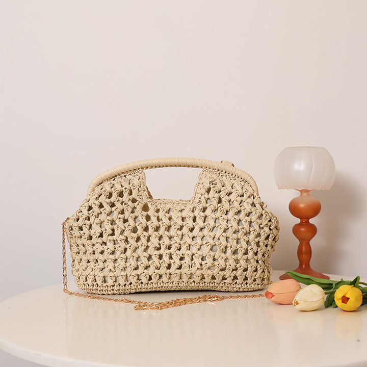 Handmade Rattan Bag with Elegant Handle and Chain Strap Skanto