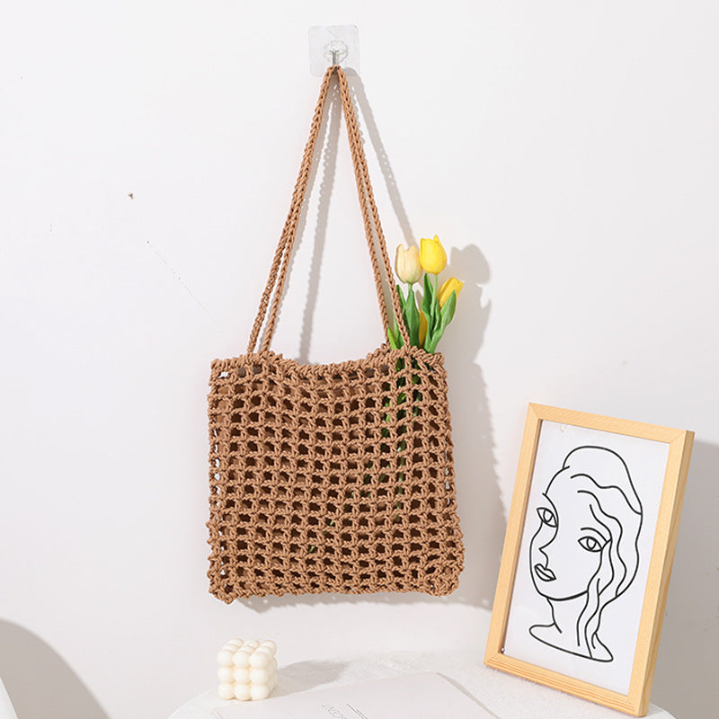 Handmade Cotton Bag with Decorative Net Design Skanto