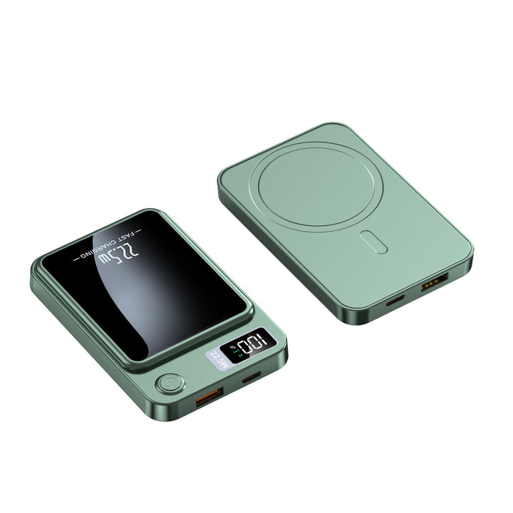 Bærbar powerbank med trådløs hurtiglading og digital skjerm Skanto