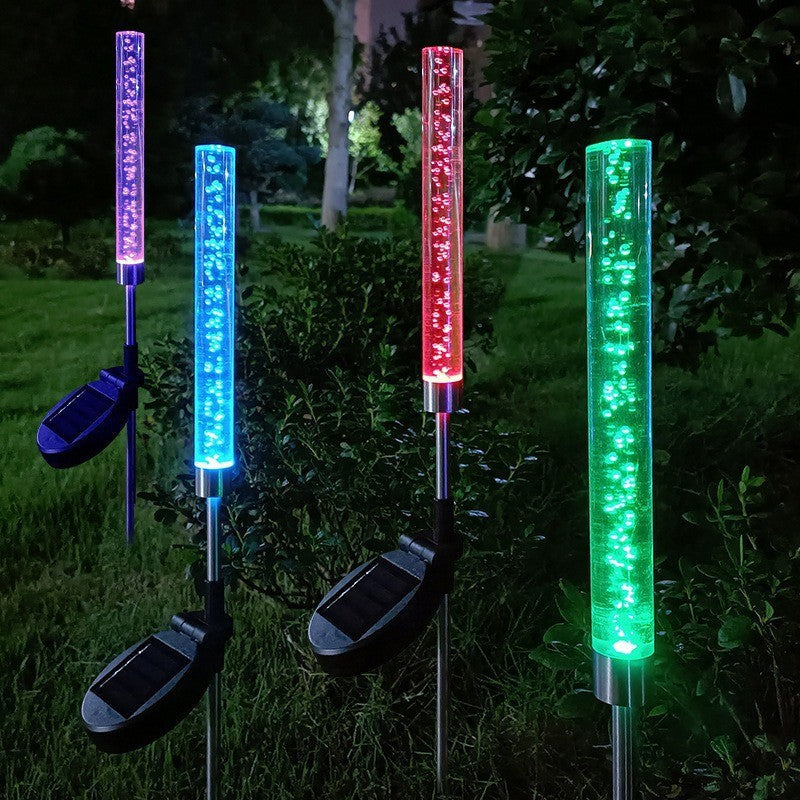 RGB Boblende Akryl Hage Stake Med Justerbar Rustfritt Stål Spike Og Dusk-til-Dawn Sensor Skanto