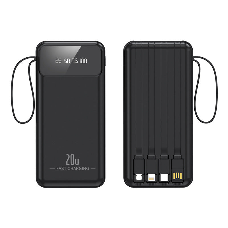 Bærbar Powerbank med innebygd kabelsystem og digital ladningsindikator Skanto