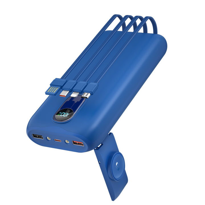 Bærbar powerbank med innebygde ladekabler og LCD-skjerm Skanto
